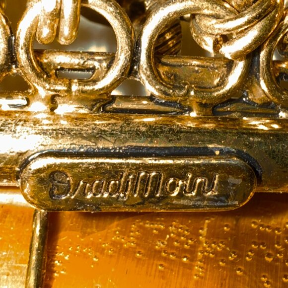 IRADJ MOINI SIGNED CITRINE TIGER EYE CARNELIAN STATEMENT BRACELET PIN BROOCH - Picture 4 of 12